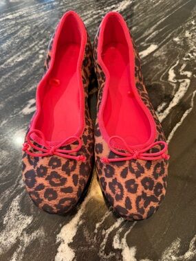 Next UK - Leopard Print Ballet Flats with Pink Trim
